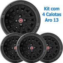 4X Calota Fiat Mille Palio Siena Uno Aro 13 Preto 092Cb