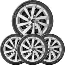 4X Calota Fiat Mobi Argo Cronos Aro 15 Emblema Novo 167Cp