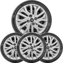 4x Calota FIAT MOBI ARGO CRONOS Aro 15 Emblema Novo 296cp