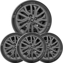 4X Calota Fiat Mobi Argo Cronos Aro 15 Grafite Cm Logo 296Cp