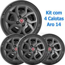 4x Calota Fiat Mobi Argo Idea Aro 14 Grafite Emblema 291cb