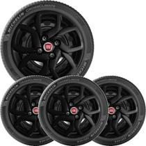 4x Calota Fiat Mobi Argo Idea Aro 14 Preto com Emblema 291cb