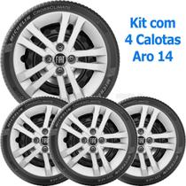 4X Calota Fiat Mobi Argo Novo Uno 2021 Aro 14 Prata 294Cb