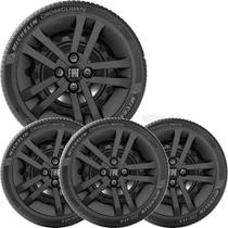 4X Calota Fiat Mobi Argo Novo Uno 2021 Aro 14 Preto 294Cb