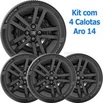 4X Calota Fiat Mobi Argo Novo Uno 2021 Aro 14 Preto 294Cb