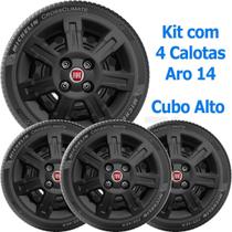 4X Calota Fiat Palio Adv Strada Aro 14 Preto Cubo Alto 166Ca