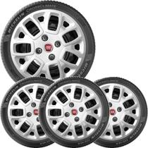 4X Calota Fiat Palio Novo Uno Siena Aro 14 Com Emblema 157Cb