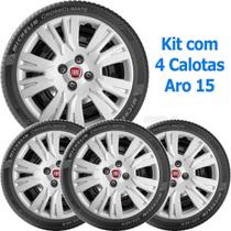 4X Calota Fiat Palio Punto Siena Aro 15 Com Emblema 204Cp