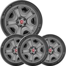 4x Calota FIAT TORO 2021 Aro 16 Grafite com Emblema 300cp