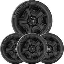 4X Calota Fiat Toro 2021 Aro 16 Preto Brilhante 300Cp