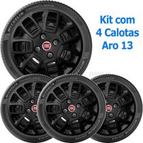 4X Calota Fiat Uno Mille Palio Siena Aro 13 Preto 200Cb