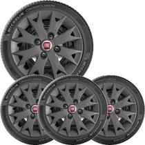4x Calota Fiat Uno Palio Aro 13 Grafite com Emblema 158cb 4x Calota Fiat Uno Palio Aro 13 Grafite com Emblema 158cb