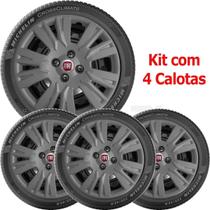 4x Calota Fiat Uno Palio Aro 13 Grafite com Emblema 220cb