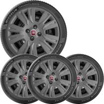 4x Calota Fiat Uno Palio Aro 13 Grafite com Emblema 220cb 4x Calota Fiat Uno Palio Aro 13 Grafite com Emblema 220cb