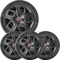 4x Calota Fiat Uno Palio Mobi Aro 14 Grafite Emblema 223cb