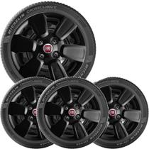 4x Calota Fiat Uno Palio Mobi Way Todos Anos Preto 156cb