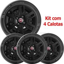 4x Calota Fiat Uno Way Aro 13 Preto Emblema Original 227cb