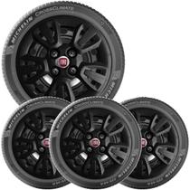 4x Calota Fiat Uno Way Aro 14 Preto Emblema Original 079cb