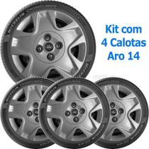 4X Calota Ford Fiesta Aro 14 Grafite Com Emblema 025Cb