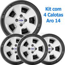 4X Calota Ford Fiesta Ka Escort Aro 14 Com Emblema 177Cb