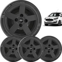 4X Calota Ford Ka Fiesta Aro 13 Preto 013Cb