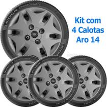 4X Calota Ford Ka Fiesta Focus Aro 14 Grafite Emblema 029Cb