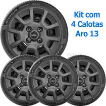 4X Calota Ford Ka Hatch Ka Sedan Aro 13 Grafite Emblem 124Cb