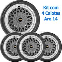 4X Calota Gm Corsa Celta Prisma Onix Aro 14 Grafite 601Ptg