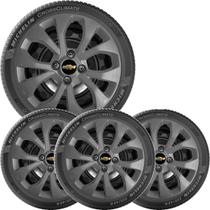 4x Calota Gm Onix Prisma Aro 14 Grafite com Emblema 374cb