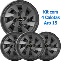 4x Calota Gm Onix Prisma Corsa Aro 15 Grafite com Emb 195cp