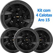 4x Calota Gm Onix Prisma Corsa Aro 15 Preto com Emblem 195cp 4x Calota Gm Onix Prisma Corsa Aro 15 Preto com Emblem 195cp