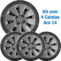 4x Calota Gol Saveiro Voyage Aro 14 Grafite com Emblem 247ca