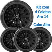 4x Calota GOL VOYAGE SAVEIRO até 2012 Cubo Alto Preto 117ca