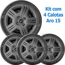 4x Calota HONDA FIT CITY CIVIC Aro 15 Grafite Emblema 089cp