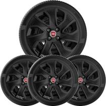 4X Calota Jg Fiat Grand Siena Punto Palio Aro 15 Preto 214Cp