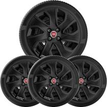 4X Calota Jg Fiat Grand Siena Punto Palio Aro 15 Preto 214Cp