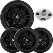 4x Calota Kwid Aro 14 2018 a 2025 Preto Logo Relevo 877cp 4x Calota Kwid Aro 14 2018 a 2025 Preto Logo Relevo 877cp