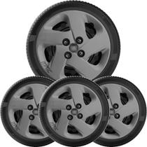 4x Calota MOBI ARGO PALIO Aro 14 Grafite Logo Aluminio 298cb