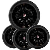 4X Calota Palio Siena Uno Argo Cronos Black Piano Aro 14