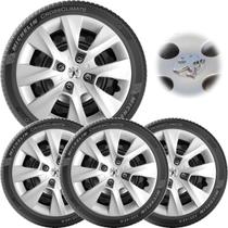 4X Calota Peugeot 206 207 208 Aro 14 Emblema Boton 410Cb