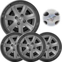4X Calota Peugeot 206 207 208 Aro 14 Grafite Emb Boton 867Cb