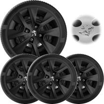 4X Calota Peugeot 206 207 208 Aro 14 Preto Com Emblema 410Cb