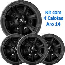 4x Calota Peugeot 206 207 Aro 14 Preto Black Piano - grid