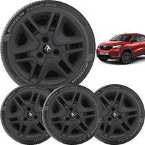 4x Calota Renault Kwid Aro 14 2018 2019 2020 Preto 877cp 4x Calota Renault Kwid Aro 14 2018 2019 2020 Preto 877cp