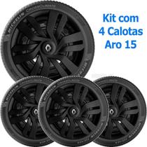 4X Calota Renault Sandero Logan Megane Aro 15 Preto 120Ar