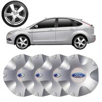4x Calota Roda Mangels Elite Prata Aro 15 Aro 17 Logo Ford