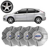 4x Calota Roda Mangels Mythus Prata Aro 14 a 17 Logo Ford