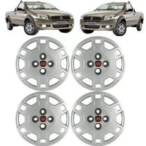 4x Calota Strada 11/12 Aro 14 polegadas Parafuso Cubo Alto Emblema Fiat