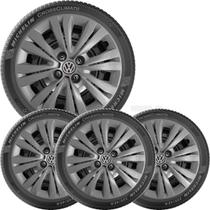 4X Calota Vw Gol Voyage G7 Aro 14 Grafite Com Emblema 245Ca