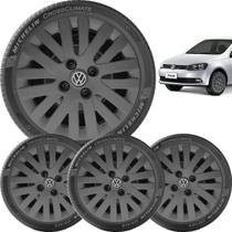 4X Calota Vw Gol Voyage Saveiro Aro 14 Grafite Com Emb 009Ca
